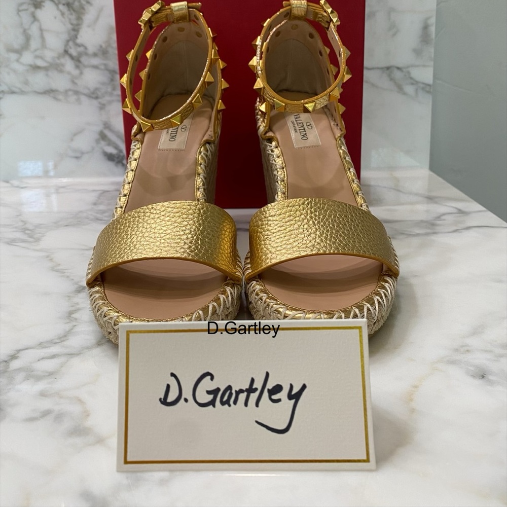 Valentino Rockstud Espadrille Wedges